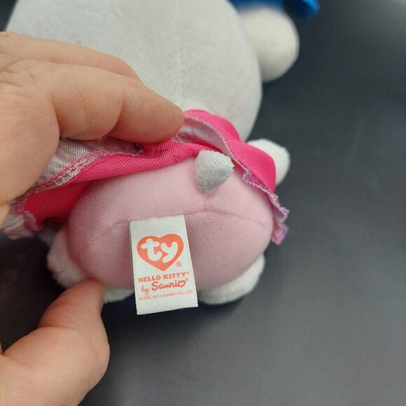 2 Hello Kitty Plush 2013 & 2014 Lg Blue Dress/Bow & Small Ty I Love Chicago Pink - Picture 8 of 8